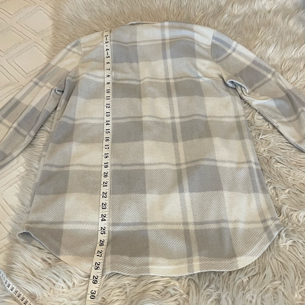 Fleece | Plaid | Shacket | Gray & Cream - Picture 13 of 14